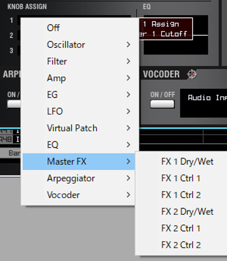 Sound Editorでの選択画面：MASTER FX