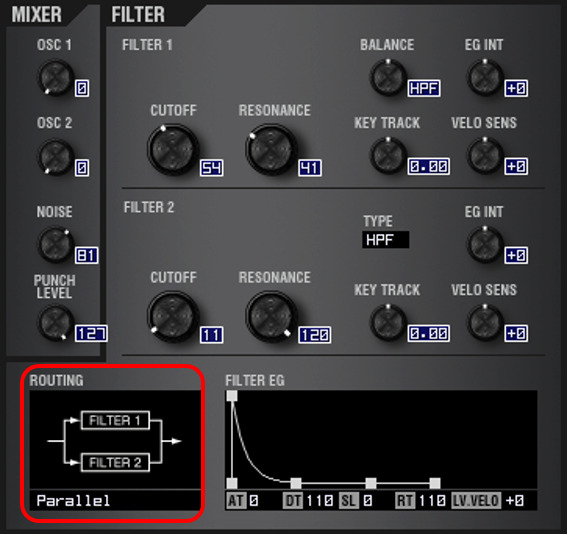 A27 SYN DRUM：FILTER ROUTING