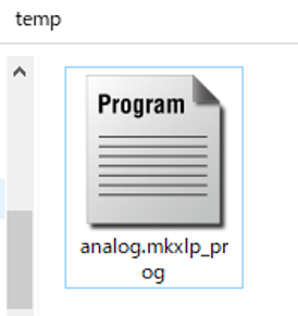 プログラム・ファイルの保存：ファイルアイコン