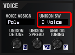 実験2（VOICE：UNISON SW：2VOICE）