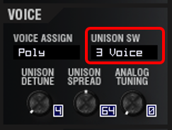 実験3（VOICE：UNISON SW：3VOICE）