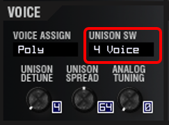 実験4（VOICE：UNISON SW：4VOICE）