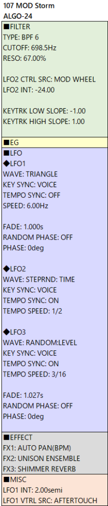 107 MOD Storm alg-24 param etc